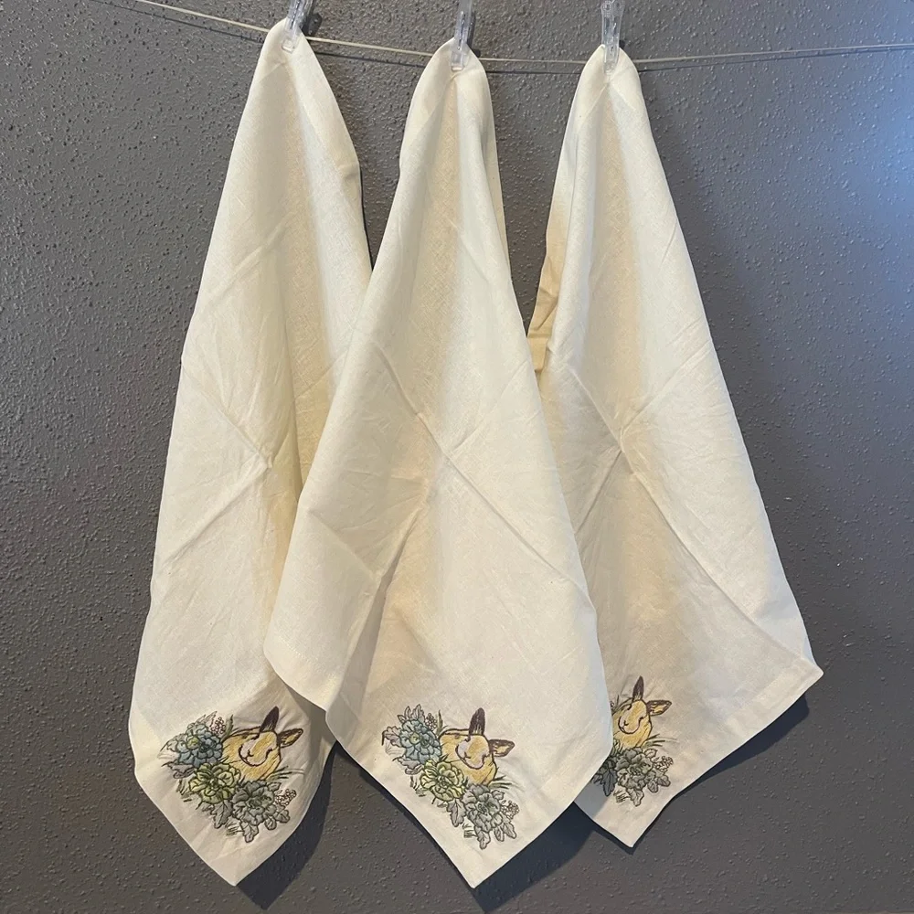 Pottery Barn Bunny Linen Blend Dinner Napkins